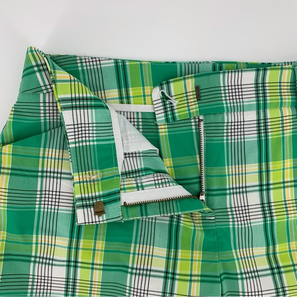 Jones New York Sport Green Plaid Stretch Cotton Blend 11” Shorts, 6 - Picture 4 of 14